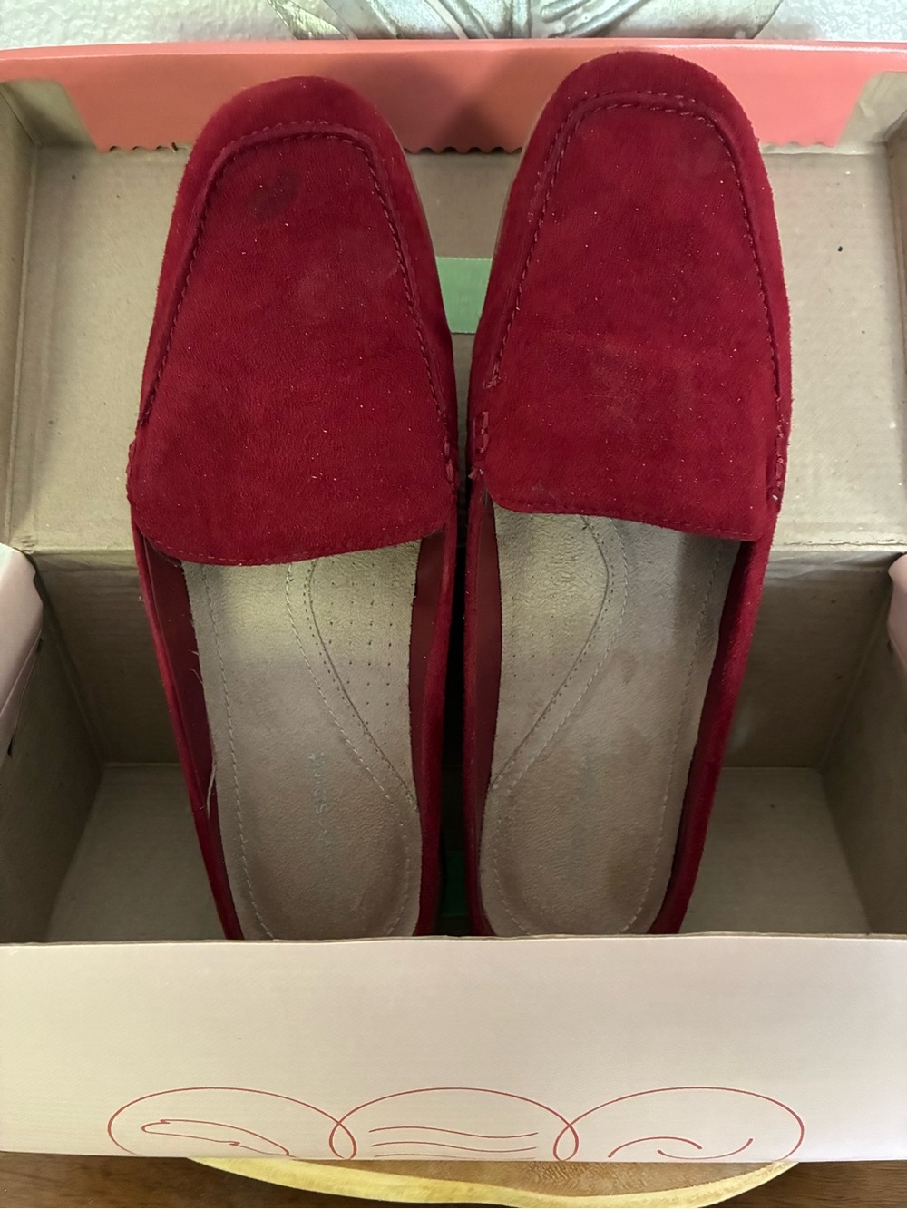 Easy Spirit Women's Red Suede Slip-On Loafers